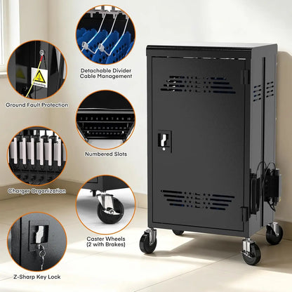 30-Device Laptop & Chromebook Charging Cart | Lockable Mobile Charging Station for K-12 Schools