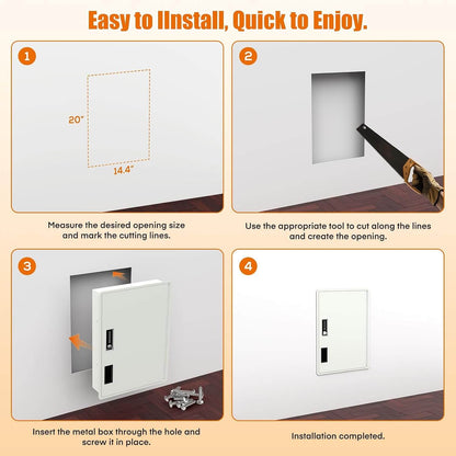 Large Hidden In-Wall Safe Between 16" Studs with Digital Keypad & Backup Keys for Home Security