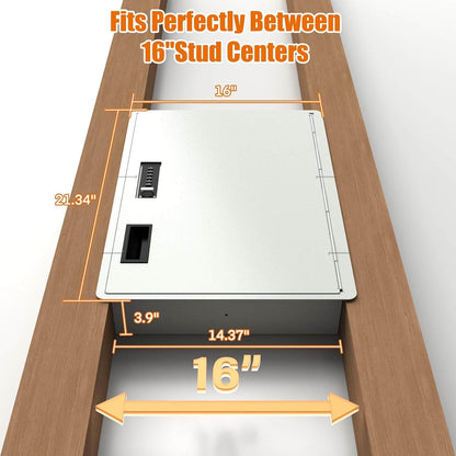 Large Hidden In-Wall Safe Between 16" Studs with Digital Keypad & Backup Keys for Home Security