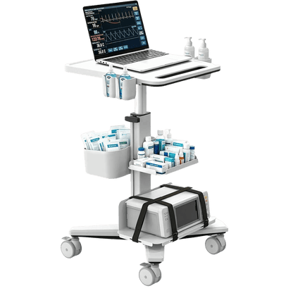 Height Adjustable Medical Cart with Scanner Holder for Dental Clinics & Medical Offices