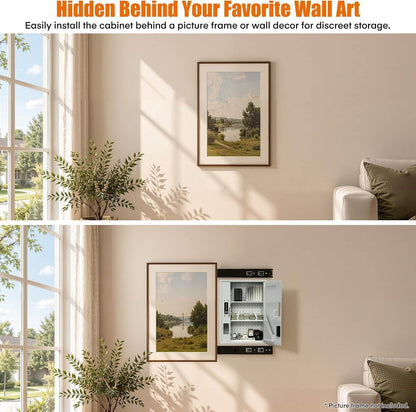 Large Hidden In-Wall Safe Between 16" Studs with Digital Keypad & Backup Keys for Home Security