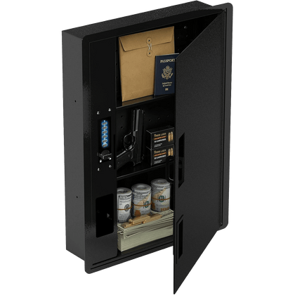 Large Black Hidden Wall Safe Between 16" Studs with Digital Keypad & Backup Keys