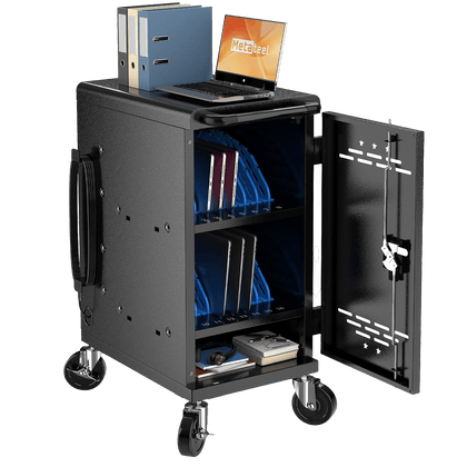 16-Device Charging Cart – Black, Fits up to 14" Devices, Cable Management & Accessory Storage