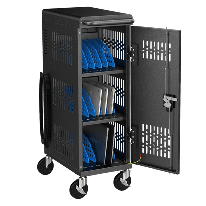 18-Bay Heavy Duty Mobile Charging Cart – Fully Assembled Metal Storage for Laptops & Tablets up to 14-Inch Screens