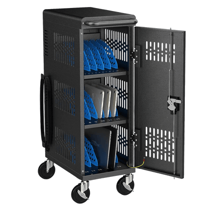 18-Bay Heavy Duty Mobile Charging Cart – Fully Assembled Metal Storage for Laptops & Tablets up to 14"