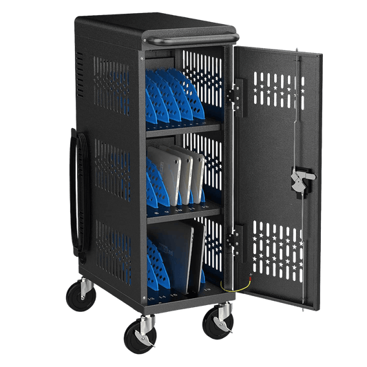 18-Bay Heavy Duty Mobile Charging Cart – Fully Assembled Metal Storage for Laptops & Tablets up to 14-Inch