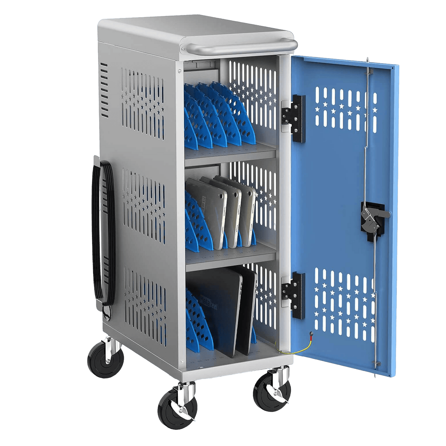 18-Bay Heavy Duty Mobile Charging Cart – Fully Assembled Metal Storage for Laptops & Tablets up to 14-Inch