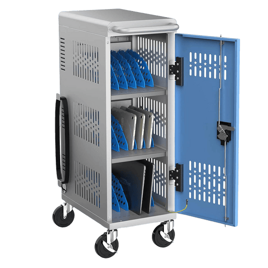 18-Bay Heavy Duty Mobile Charging Cart – Fully Assembled Metal Storage for Laptops & Tablets up to 14-Inch