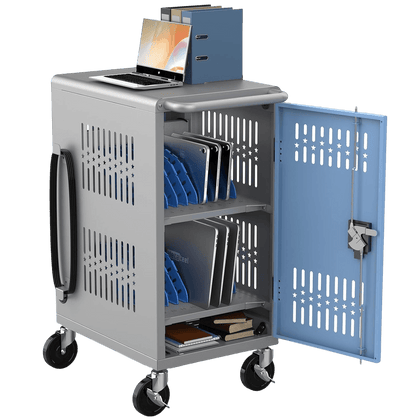 20-Bay Mobile Charging Cart with Storage – For Laptops, Chromebooks, Tablets, Cable Management
