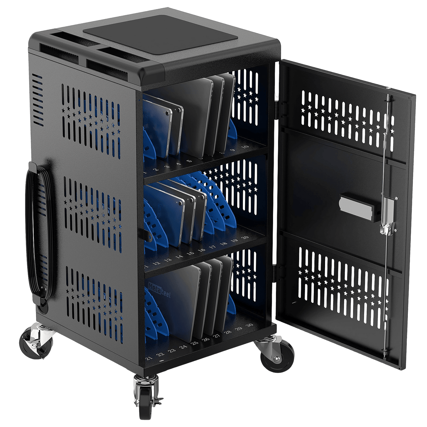 30-Device Mobile Charging Cart with Electronic Lock | MetaTeel