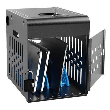 8-Devices Lockable Tablet Charging Station – Fits devices up to 14-Inch , Steel Case