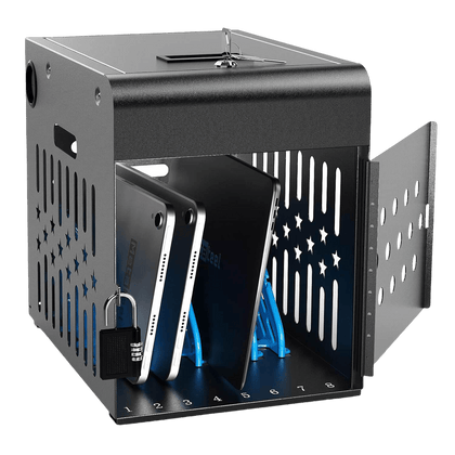 8-Device Lockable Tablet Charging Station – Fits 14" Devices, Steel Case