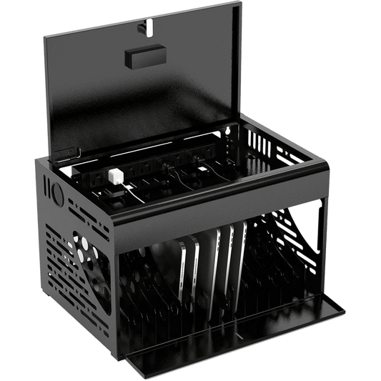 16-Bay Locking Charging Cabinet for Laptops & Chromebooks – Fits 14" Devices, Cable Management