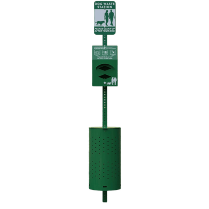 Aluminum Dog Waste Station – 10-Gallon Rustproof Outdoor Bin with Lock & Reflective Sign