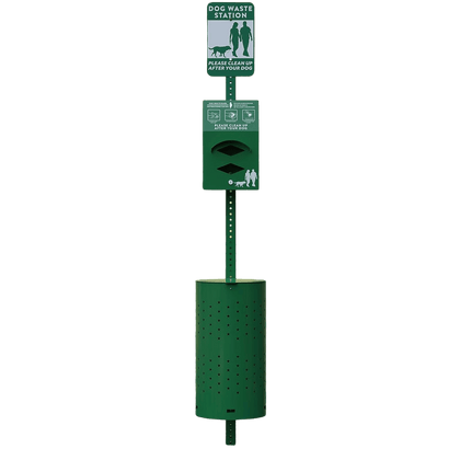 Aluminum Dog Waste Station – 10-Gallon Rustproof Outdoor Bin with Lock & Reflective Sign
