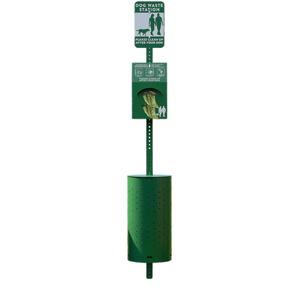 Outdoor Dog Waste Station – Rustproof Aluminum, 10 Gallon Bin, Bags & Liners Included
