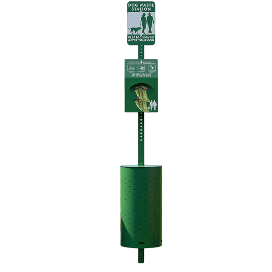 Outdoor Dog Waste Station – Rustproof Aluminum, 10 Gallon Bin, Bags & Liners Included