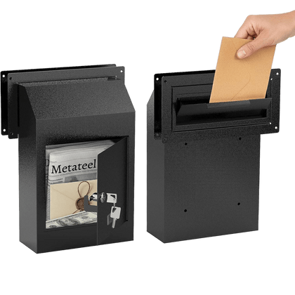 Door Drop Box with Lock and Rear Access – Steel Through-Door Mailbox