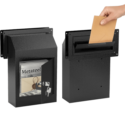 Door Drop Box with Lock and Rear Access – Steel Through-Door Mailbox