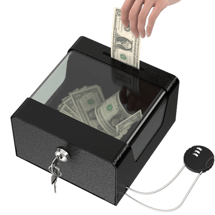 Steel Locking Tip Box – Heavy Duty with Combination Cable Lock for Donations & Suggestions