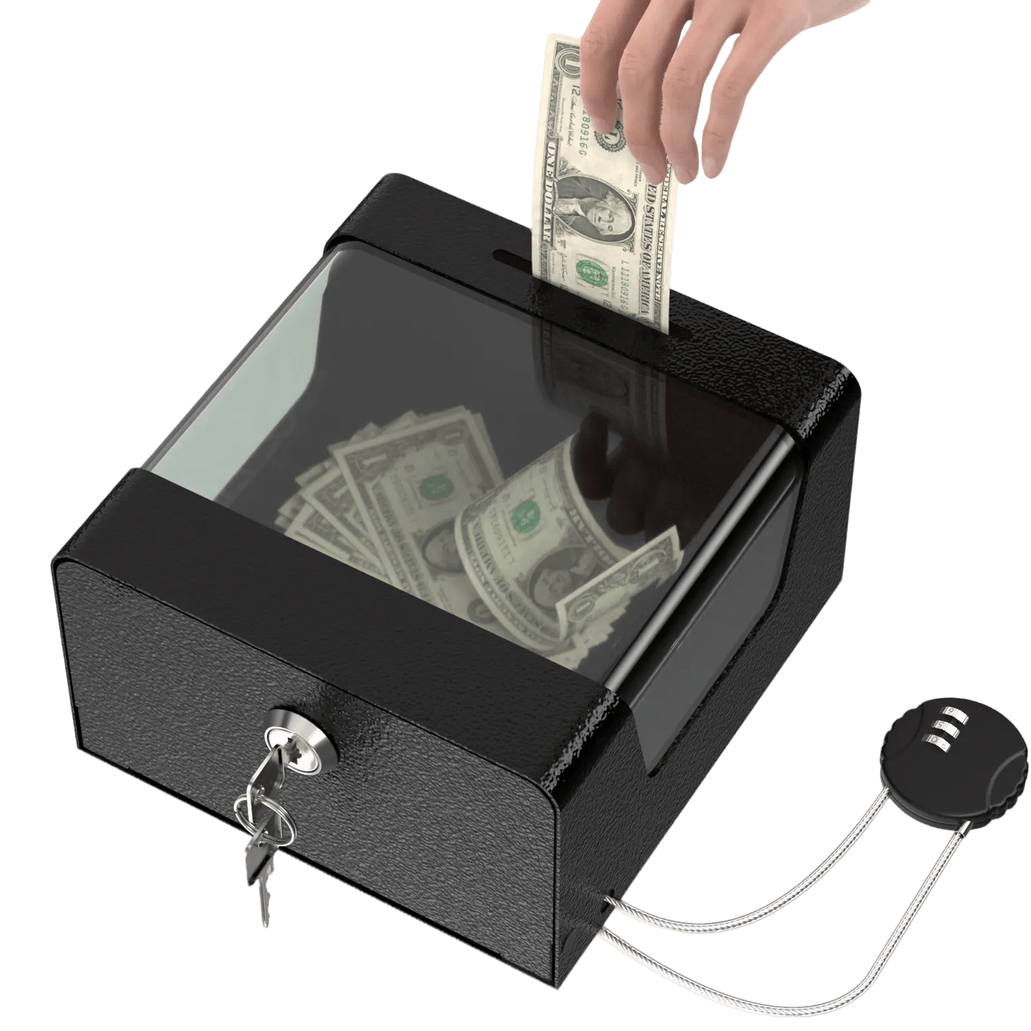 Steel Locking Tip Box – Heavy Duty with Combination Cable Lock for Donations & Suggestions