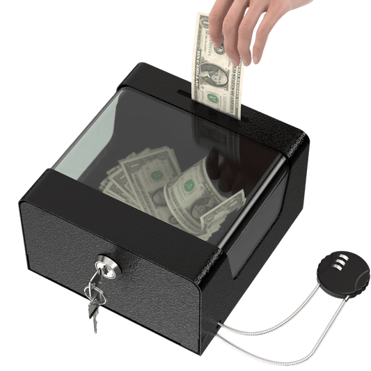 Steel Locking Tip Box – Heavy Duty with Combination Cable Lock for Donations & Suggestions