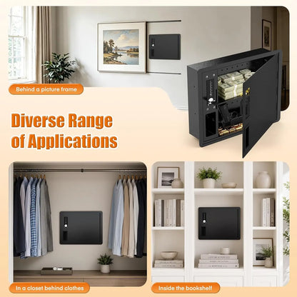 Black In-Wall Safe for Home Office & Closet | Electronic Keypad