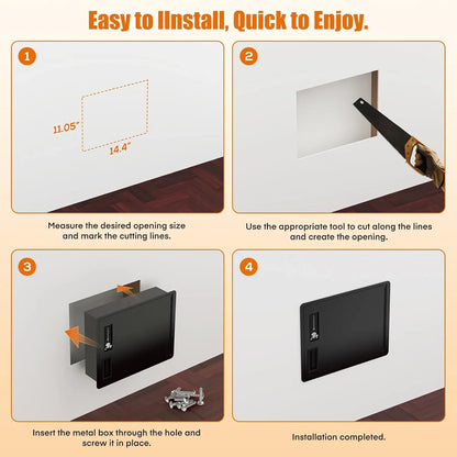 Black In-Wall Safe for Home Office & Closet | Electronic Keypad