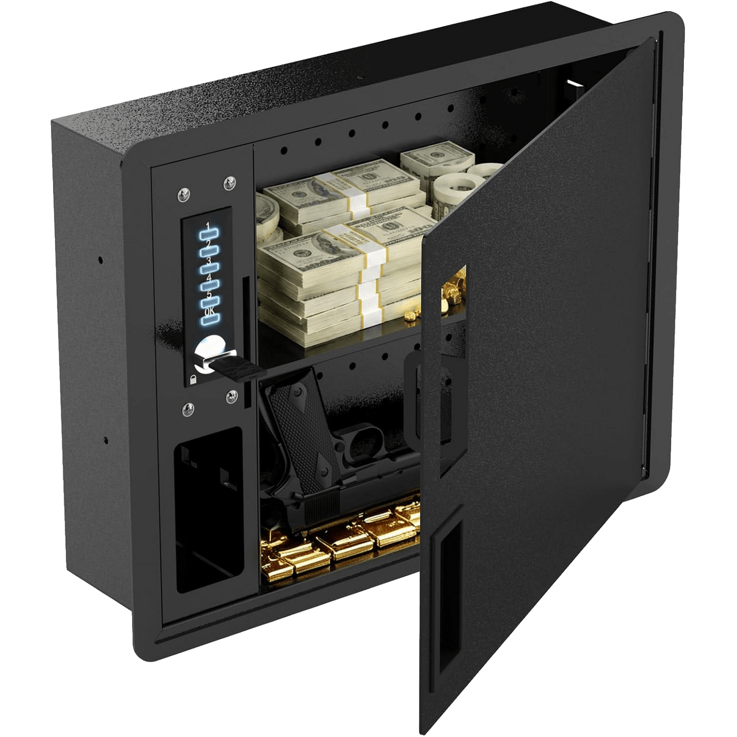 Black In-Wall Safe for Home Office & Closet | Electronic Keypad