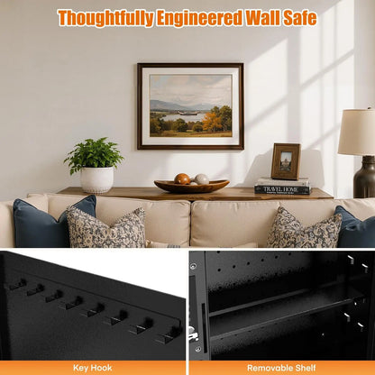 Black In-Wall Safe for Home Office & Closet | Electronic Keypad