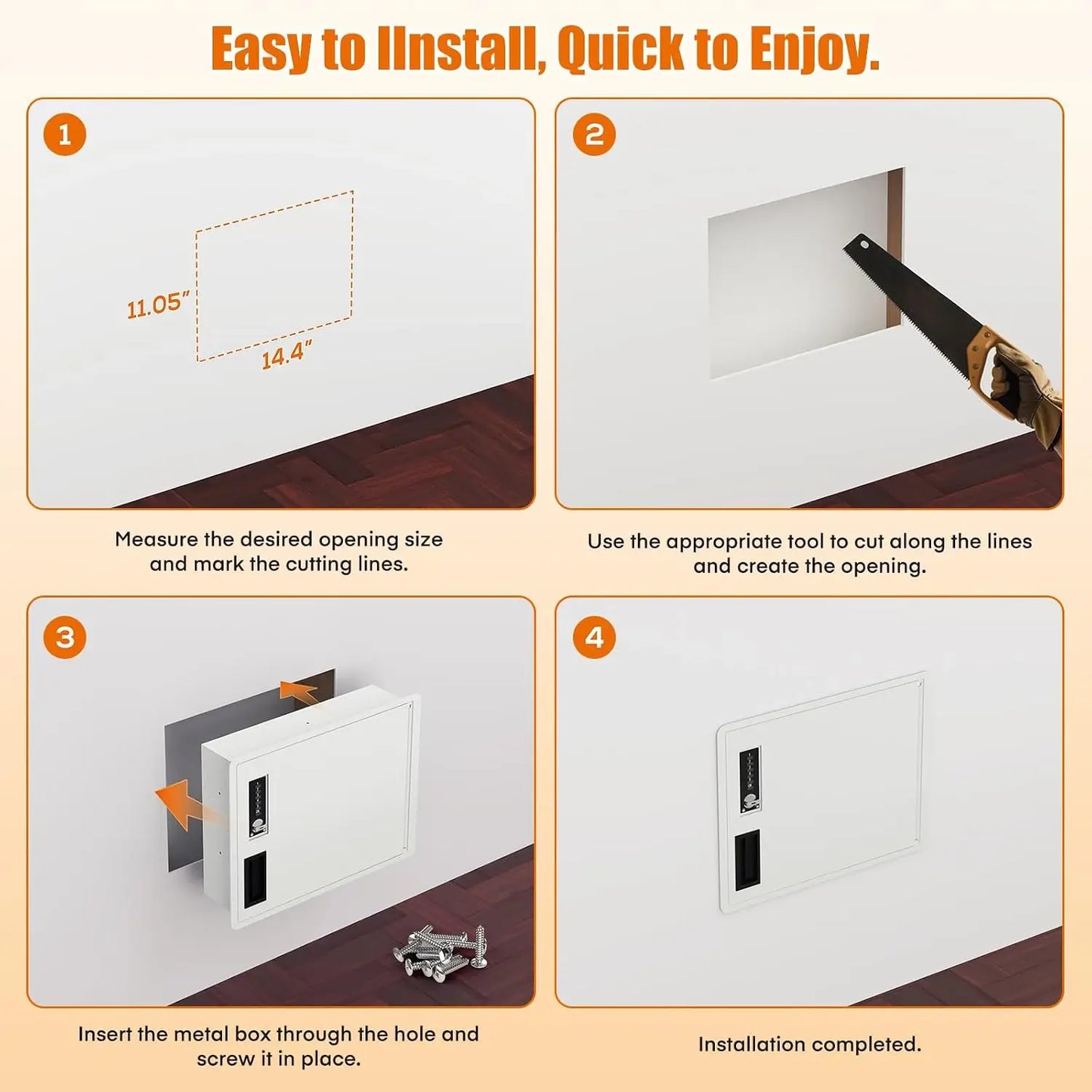 White Hidden Wall Safe for Bedroom & Home | Keypad Lock