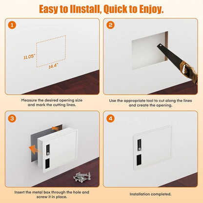 White Hidden Wall Safe for Bedroom & Home | Keypad Lock