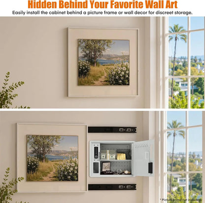 White Hidden Wall Safe for Bedroom & Home | Keypad Lock