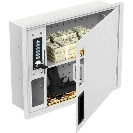 White Hidden Wall Safe for Bedroom & Home | Keypad Lock
