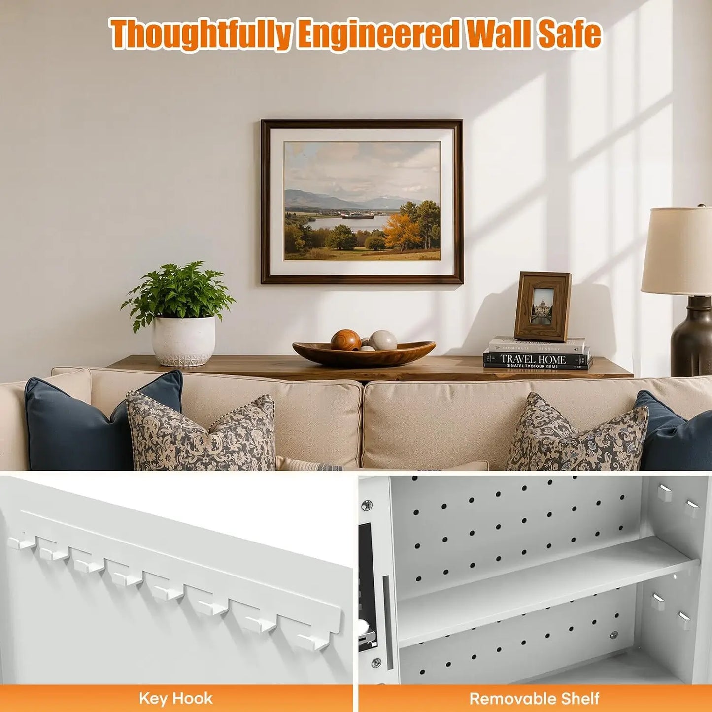 White Hidden Wall Safe for Bedroom & Home | Keypad Lock