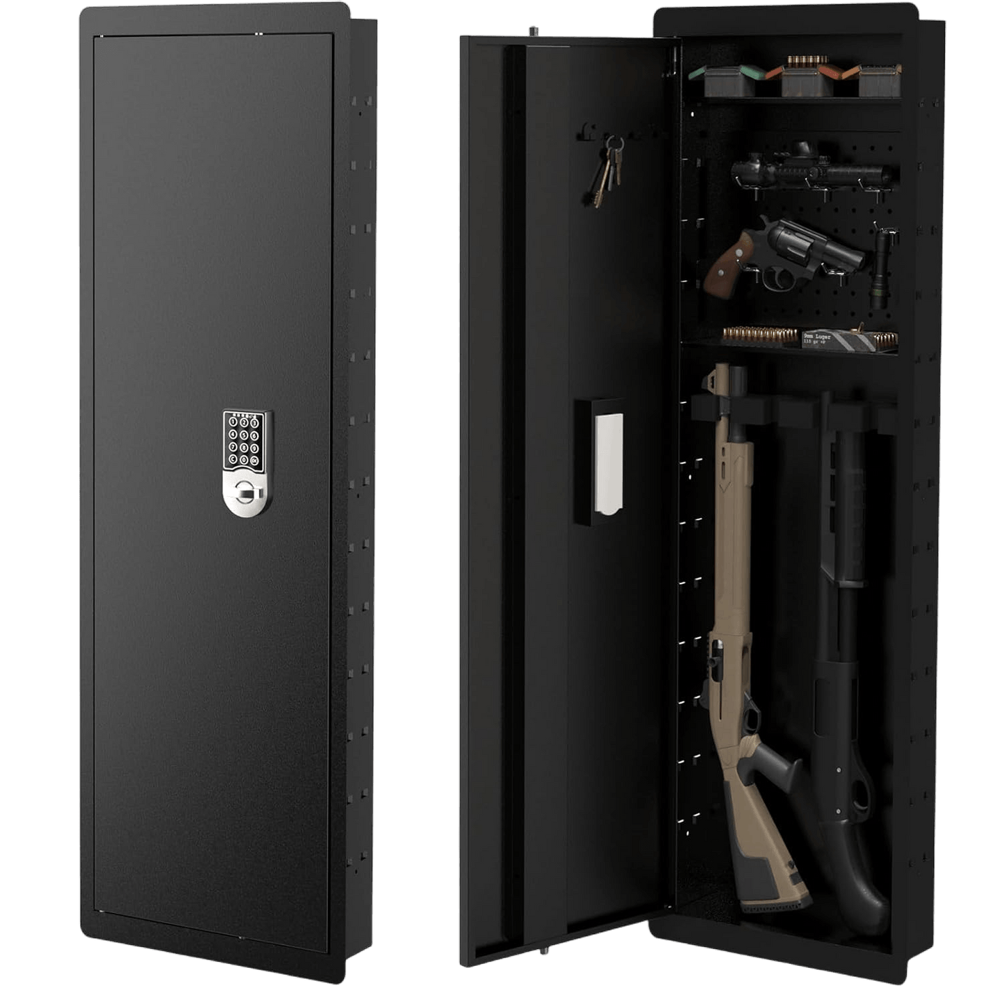 45-Inch In-Wall Gun Safe – Between-Studs, Electronic Keypad, Adjustable Shelves, Heavy Duty Steel