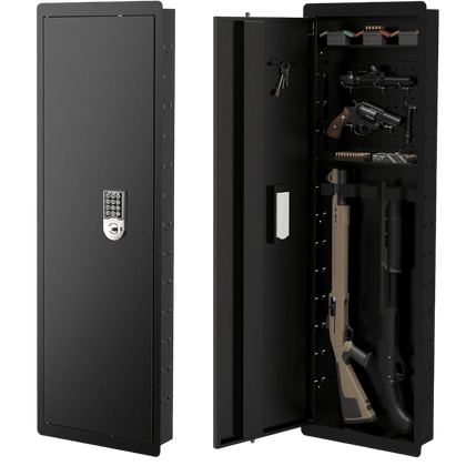 45" In-Wall Gun Safe – Between-Studs, Electronic Keypad, Adjustable Shelves, Heavy Duty Steel