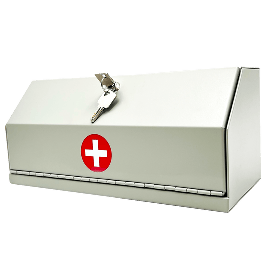 Locking Medicine Cabinet with Key – Wall Mounted Prescription Lock Box