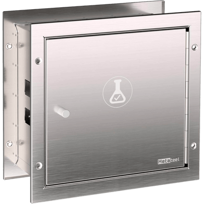 Recessed Stainless Steel Specimen Pass Thru Cabinet – Dual Access Doors, Pass Tray