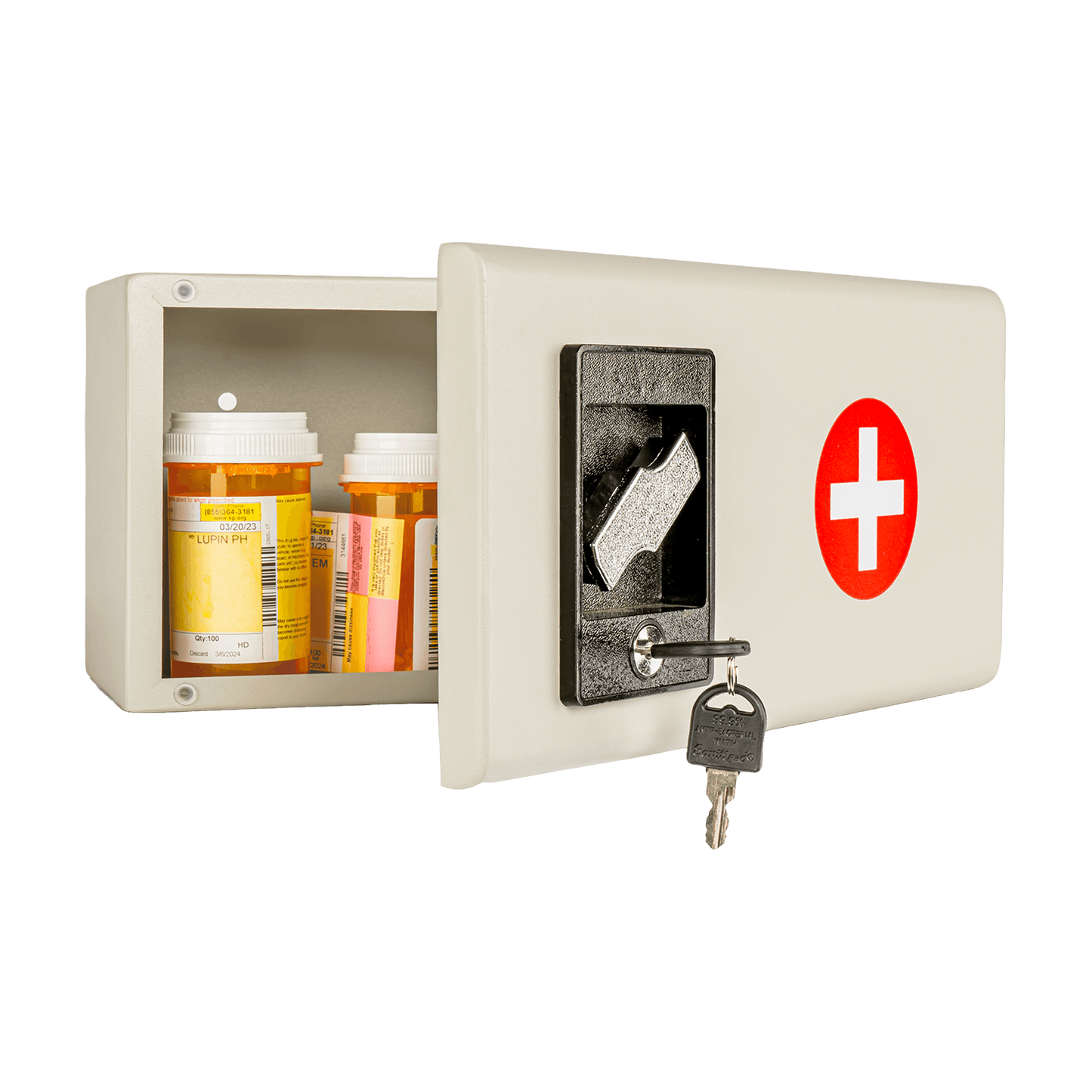 Wall Mounted Medicine Lock Box with Key – First Aid Cabinet for Home & School