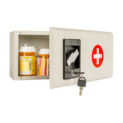 Wall Mounted Medicine Lock Box with Key – First Aid Cabinet for Home & School