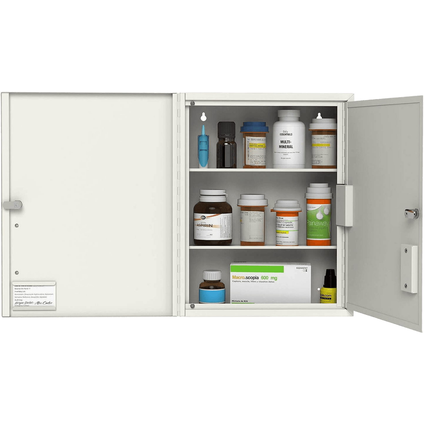Locking Medicine Cabinet with Double Doors – Wall-Mount Steel Drug Cabinet