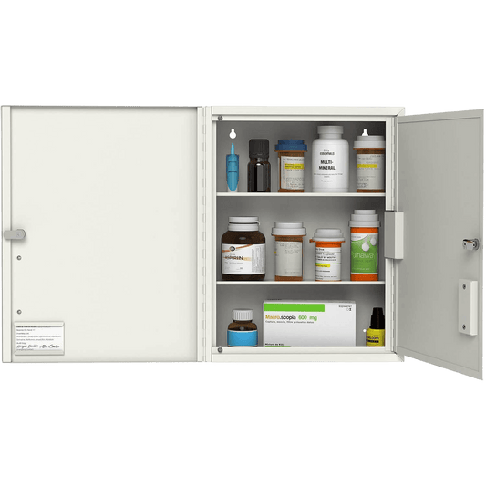 Locking Medicine Cabinet with Double Doors – Wall-Mount Steel Drug Cabinet