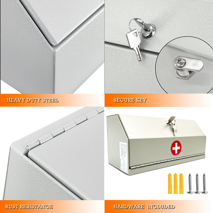 Locking Medicine Cabinet with Key – Wall Mounted Prescription Lock Box