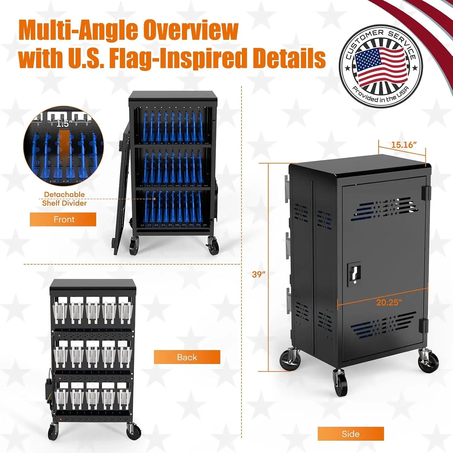 30-Device Laptop & Chromebook Charging Cart | Lockable Mobile Charging Station for K-12 Schools