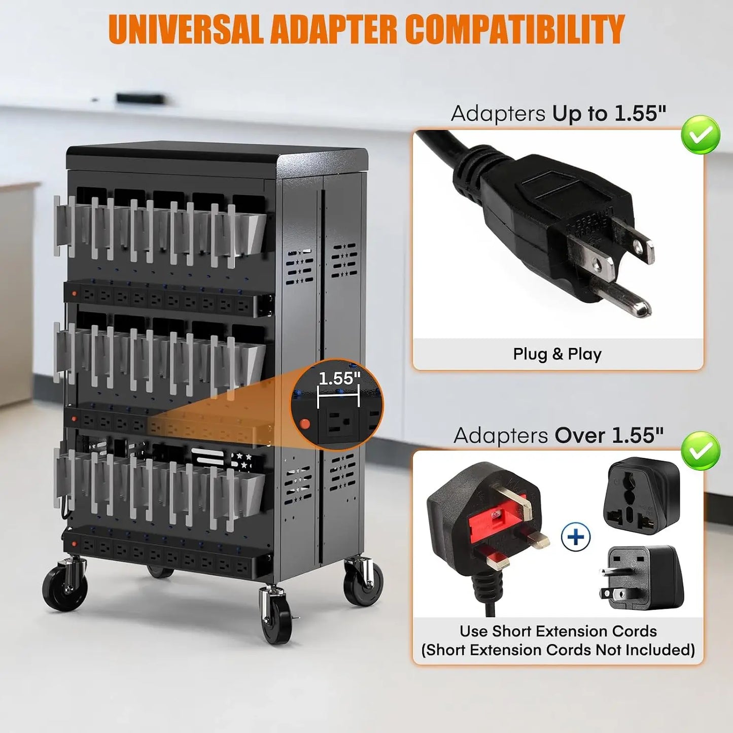 30-Device Laptop & Chromebook Charging Cart | Lockable Mobile Charging Station for K-12 Schools