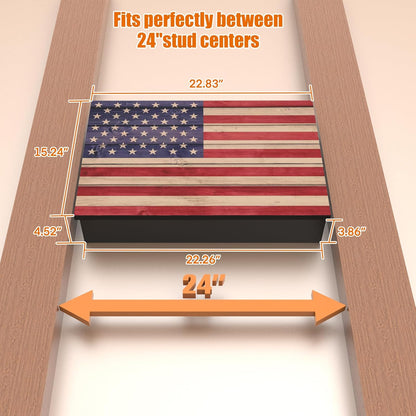 American Flag In-Wall Gun Safe – Key Lock, Magnetic Hooks & Removable Shelf
