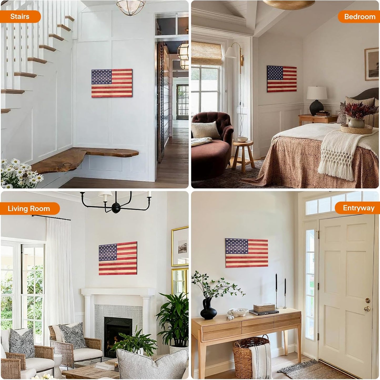 American Flag In-Wall Gun Safe – Key Lock, Magnetic Hooks & Removable Shelf