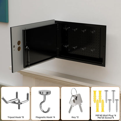 American Flag In-Wall Gun Safe – Key Lock, Magnetic Hooks & Removable Shelf