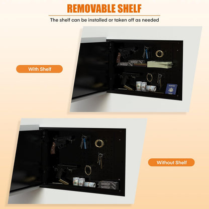 American Flag In-Wall Gun Safe – Key Lock, Magnetic Hooks & Removable Shelf